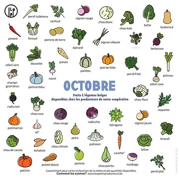 En octobre, on dit doucement au revoir aux légumes d'été et on accueille à bras ouverts les courges, les choux ou encore les légumes
racines 🤗🥕

⁠Vous pouvez télécharger ce calendrier sur notre site (http://lpp.coop/saisons) et l'imprimer chez vous pour l’avoir sous les yeux quand vous préparez vos menus 😋⁠
⁠
Les légumes avec un astérisque* sont les légumes de conservation, c’est-à-dire qu’ils ont été cueillis en pleine saison puis conservés au frais pour être vendus le reste de l’année.⁠
⁠
Illustrations: @art_of_jen⁠
⁠
#circuitcourt #agriculture #alimentation #durable #liege