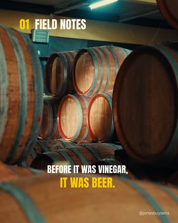 Before it was vinegar, it was a lambic from @3fonteinen

Daphné of @vinaigrerie_sainte_odile turns Belgian beer into vinegar in Brussels, a city that once had around twenty vinegar makers.

I spent one day with both ends of that story for @oriri.food The full film is on their page.

Field notes is a new series: stills from the films I make, and the story behind them. This is the first.

Which frame would you hang on a wall?

#documentary #cinematography🎥 #lambic #brussels #filmstills