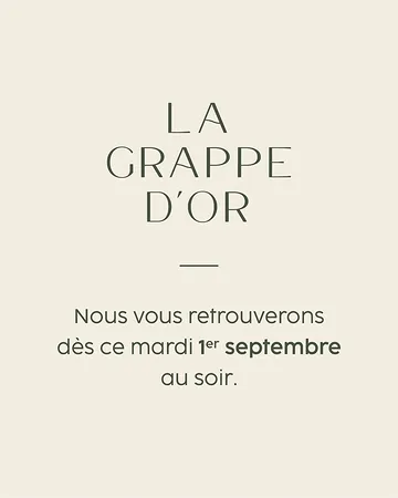 Après un peu de repos, notre équipe sera prête à vous accueillir dès mardi 1er septembre.

Réservez voter table dès maintenant sur notre site : www.lagrappedor.com

#lagrappedor #restaurant #gastronomie #arlon #luxembourg