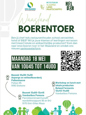 Van veld tot bord, in één dag ervaren? Kom naar onze Boerentoer in het Waasland op 18 mei.

Na een eerste geslaagde editie zetten we bij Helder verder in op verbinding, transparantie en korte keten.
Daarom organiseren we op 18 mei een tweede Boerentoer — in het Waasland.

Samen met onze partners nemen we je mee achter de schermen van lokale productie en tonen we hoe Helder bruggen bouwt tussen producent en professionele keuken.

Wat mag je verwachten?

🌱 Een bezoek aan Polkenhoeve @depolkenhoeve
Een asperge- en witloofboerderij waar vakmanschap en seizoensproductie centraal staan.

🌳 Een bezoek aan het voedselbos van Pomona Puur Natuur @pomona.puurnatuur
Waar biodiversiteit, lokale teelt en toekomstgericht denken samenkomen.

🥕 Een workshop en lunch met lokale producten, verzorgd door Boland Ferments @bolandferments
Midden in het voedselbos — puur, voedend en inspirerend.

Tijdens deze dag krijg je niet alleen een inkijk in hoe lokale productie werkt, maar ook in hoe Helder dit alles samenbrengt in één helder B2B-platform:
✔️ lokaal aankopen zonder complexiteit
✔️ één bestelling, één levering, één factuur
✔️ directe verbinding met producenten

👉 Kom naar onze Boerentoer in het Waasland en ontdek ons aankoopplatform.

Voor wie?
Restaurants, cateraars, scholen, aankopers en iedereen die bewust wil kiezen voor lokaal, transparant en kwalitatief voedsel.

Schrijf je in via de link of via pb en ervaar het zelf.

https://docs.google.com/forms/d/e/1FAIpQLSefHaC5R16VKxvSgS-nAfoe0Brh0kHSuxFgdsv8wBiS6HO5YA/viewform?usp=send_form

We kijken ernaar uit je te ontmoeten.

#Helder #Boerentoer #KorteKeten #Waasland #LokaleProducenten @solidagro_ngo