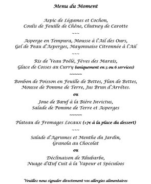 Bonjour à tous,

Voici le nouveau menu pour ce mois de mai 2025.
N'hésitez pas à réserver votre table directement via le lien https://jeuxdegouts.reservation.barestho.com/

Au plaisir de vous accueillir,
Fanny et Jérôme
Restaurant Jeux de Goûts