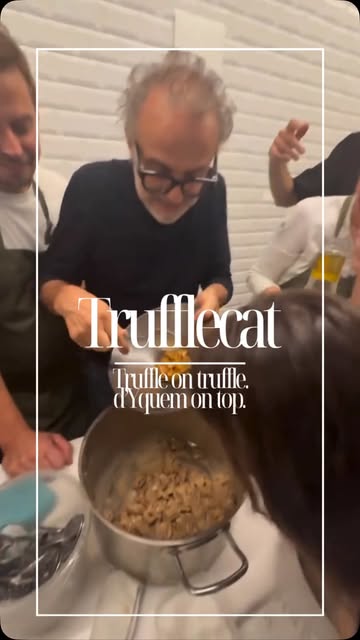 First night of #FIRECAT2026, and straight into dessert: Miseria e Nobiltà.

Empty tortellini. Burnt mascarpone. Château d’Yquem. White truffle. And then some more truffle.

The dish looks back to the poor mountain communities of the Apennines, where truffles were once cooked like potatoes, simply because nobody realised what they were worth.

What a few centuries, and a splash of d’Yquem, can do.
#Trufflecat2026 #FindYourTruffle
. . . . .
Photography: @pachambote