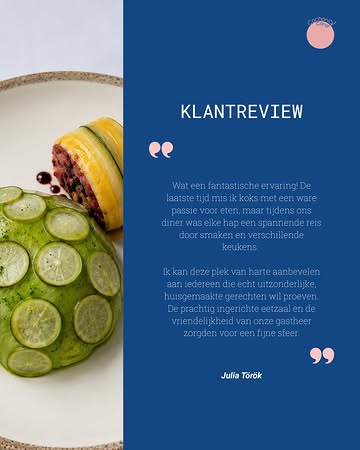Een avond bij ons draait om meer dan wat er op het bord ligt.

We willen je meenemen langs verschillende keukens, met huisgemaakte gerechten, doordachte smaken en een duidelijke passie voor het vak. Voeg daar een warme ontvangst en een sfeervol interieur aan toe, en alle ingrediënten voor een geslaagde avond zijn aanwezig.

Dankjewel voor de mooie woorden.