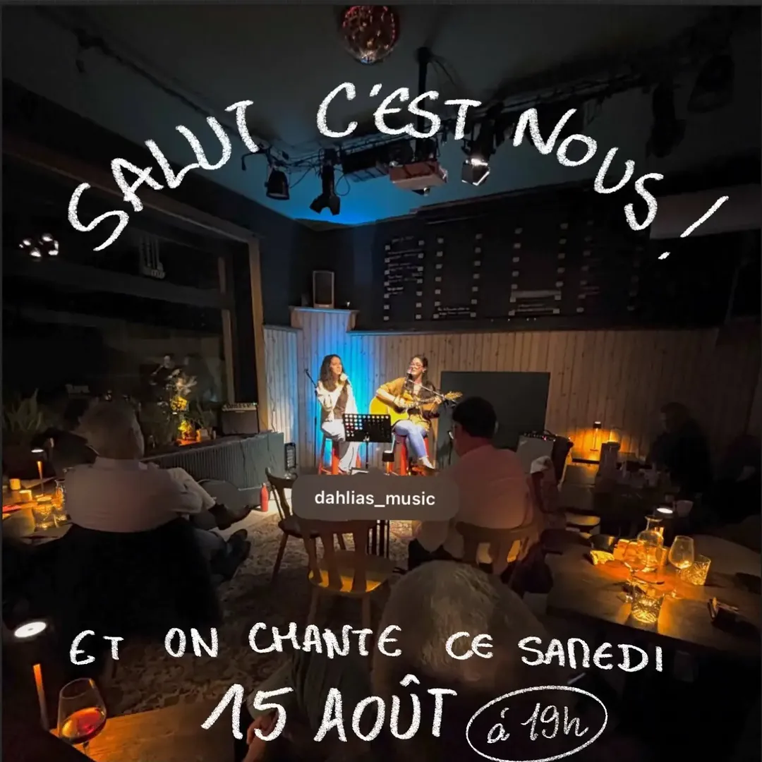 Salut, c'est nous!
Petit résumé pour ne louper aucune info :

On sera en concert au @bistrotducercle
📍(Rue du caveau n°1, Villers Perwin)

🗓️ Le 15 Août de 19h à 21h

🍴 Si vous souhaitez manger, n'oubliez pas de réserver : 0477 07 64 27

🍻🍹🍸 Sans réservation 🌟

Petit bonus à la fin : extrait du prochain single de @pauline.elisabettini
