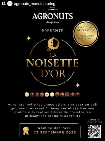 #Repost @agronuts_manufacturing with @use.repost
・・・
🌰🏆 LA NOISETTE D’OR — Le nouveau défi des chocolatiers belges !

Le 23 septembre 2026, Agronuts lance la toute première édition de La Noisette d’Or : un Grand Prix qui met à l’honneur le savoir-faire des chocolatiers professionnels belges autour d’un ingrédient d’exception : la noisette. 🇧🇪🍫

👩‍🍳 Le défi ?
Créer une praline originale à partir de produits Agronuts et laisser parler votre créativité !

Pour cette première édition, nous avons réuni un jury d’exception, composé de professionnels du monde de la gastronomie et du chocolat.

🏆 À la clé : une journée placée sous le signe du savoir-faire, du partage entre producteurs et chocolatiers et de la découverte de notre atelier et verger ! 🌳

👉 Vous êtes chocolatier professionnel et souhaitez relever le défi ?
Inscrivez-vous via le lien en bio!

📅 Attention : vos créations doivent nous parvenir pour le 14 septembre au plus tard.

📍 Rendez-vous le 23 septembre 2026 !

Qui remportera la toute première Noisette d’Or ?

#Agronuts #ChocolatBelge @agronuts_manufacturing #ChocolatiersBelges #Praline Noisette