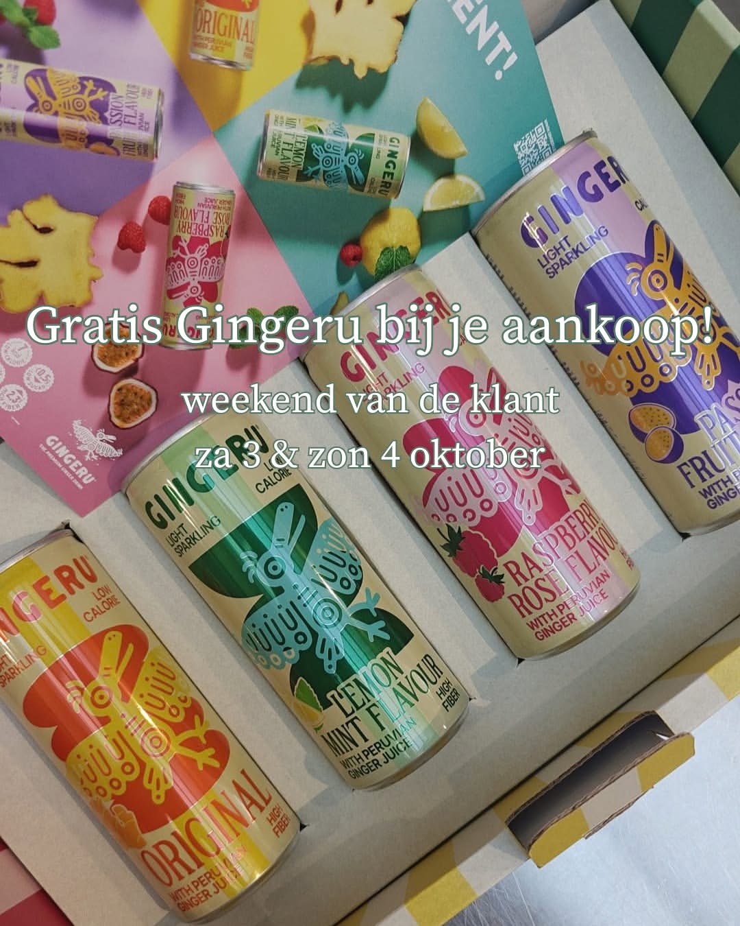 Kleine verrassing in de Antoinette-winkel dit weekend 🥳

Zaterdag 3 en zondag 4 oktober vieren we het Weekend van de Klant en da's de perfecte gelegenheid om jullie in de watten te leggen 🫶

Van @gingeru_drinks kregen we heel wat lekkers om jullie cadeau te doen! Dit weekend krijg je bij elke aankoop een blikje Gingeru° cadeau 😍

Er zijn 4 smaakjes om uit te kiezen:: Original, Lemon Mint, Raspberry Rose en Passion Fruit. Heerlijk om van te genieten bij een zoetje 😋

En ja, je leest het goed: het is de eerste zondag van de maand, dus we zijn dit weekend zowel op zaterdag als zondag open 🎉

Zie ik jou dit weekend in de winkel?
👉 Lange Koepoortstraat 72

Lieve groetjes,
Silke

°één blikje per rekening, zolang de voorraad strekt

#weekendvandeklant #antwerpen #veganbakery