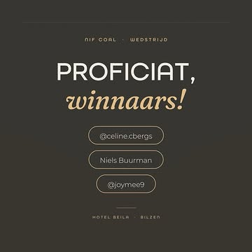 En we hebben… winnaars!🎉 Jullie winnen een etentje bij Nif Coal voor twee personen, inclusief hoofdgerecht, dessert en een fles wijn🍷 We nemen spoedig contact met jullie op!
