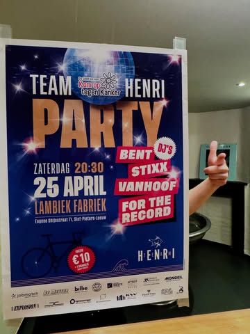 JIJ KOMT TOCH OOK?

Zaterdag 25/04 is het weer onze jaarlijkse party voor kom op tegen kanker.
🕙20:30 - …
📍brouwhal lambiek fabriek
🎫 steunkaartjes verkrijgbaar t.w.v. 10€
 (Inkom + 1 drankje)