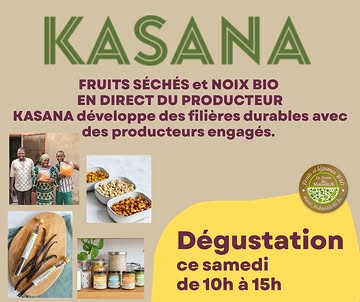 KASANA: des FRUITS SÉCHÉS, NOIX, GRAINES BIO EN DIRECT DU PRODUCTEUR.

Vous avez peut être déjà repéré le nouveau présentoir en magasin! Ce samedi, vous aurez la possibilité de goûter 🤩et d'en apprendre plus sur la filière Kasana, un filière durable, avec des producteurs engagés. 👨‍🌾👩‍🌾

Vous connaissiez déjà probablement les mangues et noix de cajou Kasana au rayon vrac, soucieux de vous proposer des produits équitables, nous avons élargi notre gamme. Un large assortiment de noix et fruits secs Kasana en sachet et des purées d'oléagineux est maintenant disponible! 🤩

Venez gouter ce samedi de 10h à 15h! 😋