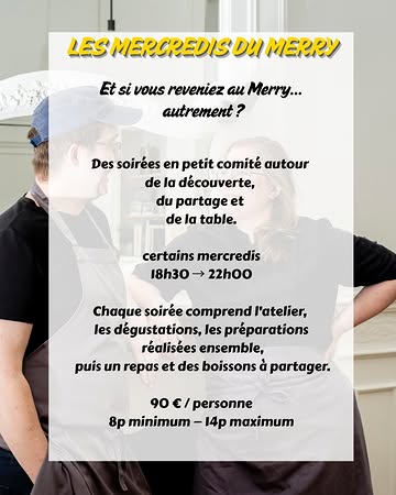 |NEWS| - ATELIERS
Et si vous veniez au Merry... Autrement ?
ㅤ
Certains mercredis soirs, le Merry vous propose des ateliers en petit comité pour découvrir quatre univers qui font partie intégrante de notre cuisine et de notre manière de travailler.
ㅤ
𝔽𝔼ℝ𝕄𝔼ℕ𝕋𝔸𝕋𝕀𝕆ℕ𝕊
𝘊𝘰𝘮𝘱𝘳𝘦𝘯𝘥𝘳𝘦 𝘭𝘦 𝘷𝘪𝘷𝘢𝘯𝘵, 𝘢𝘱𝘱𝘳𝘦𝘯𝘥𝘳𝘦 𝘭𝘦𝘴 𝘣𝘢𝘴𝘦𝘴 𝘥𝘦 𝘭𝘢 𝘧𝘦𝘳𝘮𝘦𝘯𝘵𝘢𝘵𝘪𝘰𝘯 𝘦𝘵 𝘥é𝘤𝘰𝘶𝘷𝘳𝘪𝘳 𝘤𝘰𝘮𝘮𝘦𝘯𝘵 𝘯𝘰𝘶𝘴 𝘭’𝘶𝘵𝘪𝘭𝘪𝘴𝘰𝘯𝘴 𝘢𝘶 𝘲𝘶𝘰𝘵𝘪𝘥𝘪𝘦𝘯 𝘦𝘯 𝘤𝘶𝘪𝘴𝘪𝘯𝘦.
ㅤ
𝔹𝕆𝕀𝕊𝕊𝕆ℕ𝕊 𝕊𝔸ℕ𝕊 𝔸𝕃ℂ𝕆𝕆𝕃
𝘊𝘳é𝘦𝘳 𝘥𝘦𝘴 𝘣𝘰𝘪𝘴𝘴𝘰𝘯𝘴 𝘮𝘢𝘪𝘴𝘰𝘯 𝘢𝘷𝘦𝘤 𝘥𝘶 𝘨𝘰û𝘵, 𝘥𝘦 𝘭𝘢 𝘤𝘰𝘮𝘱𝘭𝘦𝘹𝘪𝘵é 𝘦𝘵 𝘥𝘶 𝘤𝘢𝘳𝘢𝘤𝘵è𝘳𝘦 : 𝘪𝘯𝘧𝘶𝘴𝘪𝘰𝘯𝘴, 𝘧𝘦𝘳𝘮𝘦𝘯𝘵𝘢𝘵𝘪𝘰𝘯𝘴, 𝘴𝘩𝘳𝘶𝘣𝘴, 𝘤𝘰𝘳𝘥𝘪𝘢𝘭𝘴…
ㅤ
ℂ𝕌𝕀𝕊𝕀ℕ𝔼
𝘗𝘢𝘳𝘵𝘢𝘨𝘦𝘳 𝘯𝘰𝘴 𝘵𝘦𝘤𝘩𝘯𝘪𝘲𝘶𝘦𝘴, 𝘯𝘰𝘵𝘳𝘦 𝘧𝘢ç𝘰𝘯 𝘥𝘦 𝘵𝘳𝘢𝘷𝘢𝘪𝘭𝘭𝘦𝘳 𝘭𝘦𝘴 𝘱𝘳𝘰𝘥𝘶𝘪𝘵𝘴 𝘦𝘵 𝘯𝘰𝘵𝘳𝘦 𝘢𝘱𝘱𝘳𝘰𝘤𝘩𝘦 𝘥’𝘶𝘯𝘦 𝘤𝘶𝘪𝘴𝘪𝘯𝘦 𝘨𝘢𝘴𝘵𝘳𝘰𝘯𝘰𝘮𝘪𝘲𝘶𝘦, 𝘤𝘳é𝘢𝘵𝘪𝘷𝘦 𝘦𝘵 𝘳𝘦𝘴𝘱𝘰𝘯𝘴𝘢𝘣𝘭𝘦.
ㅤ
𝕍𝕀ℕ𝕊 𝕍𝕀𝕍𝔸ℕ𝕋𝕊
𝘋é𝘤𝘰𝘶𝘷𝘳𝘪𝘳 𝘦𝘵 𝘥é𝘨𝘶𝘴𝘵𝘦𝘳 𝘥𝘦𝘴 𝘷𝘪𝘯𝘴 𝘲𝘶𝘪 𝘯𝘰𝘶𝘴 𝘳𝘦𝘴𝘴𝘦𝘮𝘣𝘭𝘦𝘯𝘵, 𝘤𝘰𝘮𝘱𝘳𝘦𝘯𝘥𝘳𝘦 𝘭𝘦𝘶𝘳 𝘩𝘪𝘴𝘵𝘰𝘪𝘳𝘦, 𝘭𝘦𝘶𝘳 é𝘭𝘢𝘣𝘰𝘳𝘢𝘵𝘪𝘰𝘯 𝘦𝘵 𝘢𝘱𝘱𝘳𝘦𝘯𝘥𝘳𝘦 à 𝘭𝘦𝘴 𝘨𝘰û𝘵𝘦𝘳 𝘴𝘢𝘯𝘴 𝘫𝘢𝘳𝘨𝘰𝘯.
𝘘𝘶𝘢𝘵𝘳𝘦 𝘵𝘩é𝘮𝘢𝘵𝘪𝘲𝘶𝘦𝘴, 𝘲𝘶𝘢𝘵𝘳𝘦 𝘧𝘢ç𝘰𝘯𝘴 𝘥’𝘦𝘯𝘵𝘳𝘦𝘳 𝘥𝘢𝘯𝘴 𝘭’𝘶𝘯𝘪𝘷𝘦𝘳𝘴 𝘥𝘶 𝘔𝘦𝘳𝘳𝘺.
-----
Pour réserver, envoyez-nous un mail à info@merry-restaurant.be en indiquant :
votre nom ;
le nombre de participants ;
la date et le thème choisis.
ㅤ
Plus d'infos sur notre site.
ㅤ
#fermentation #naturalwine
#homemadedrinks #nonalcoolicpairing #coursdecuisine