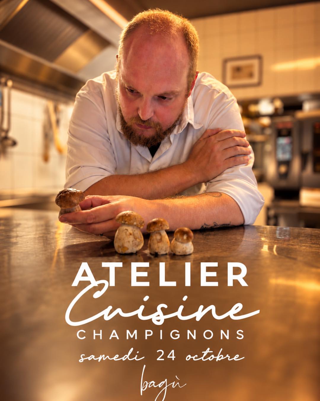 Les cours de cuisine reprennent chez Bagù !

Pour cette première date, place aux champignons d’automne ! On cuisine ensemble, on partage nos astuces, puis on se retrouve à table pour déguster les préparations dans une ambiance conviviale.

Samedi 24 octobre, de 10h à 14h
125 € par personne — cours et repas compris

Envie de mettre la main à la pâte ? Réservez votre place par message privé !