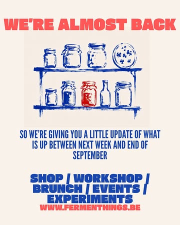 We're almost back, and we're working on a great couple of new things at our space.

There are some bigger changes happening in the background, with new producers joining our midst and the @urbanfermentorybxl slowly growing into its next version. More on all of that very soon. But before everything becomes official, we're already very happy to say: we're back from next week onwards.

We've changed a few things in the shop and created even more shelf space for the craft products and producers we love. Our Sunday brunches return from the 23rd, ready for another season of fermentation, experiments and whatever is coming out of the kitchen that week.

The workshops are also settling back in, and some are already sold out, as always. We're updating the website to give a better overview of everything else happening here too. And if you haven't missed our @carnivalebrettanomyces post, you already know we're cooking up something pretty big for the end of the year.

Finally, there are new products hitting the shelves, including one of the most exciting vinegars we've made in a while, together with @donder_brews. More on that one very soon.

In the meantime, keep on fermenting everything!