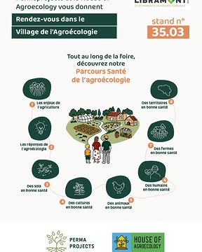 🌱 Du 24 au 27 juillet, découvrez la Foire de Libramont autrement !

Cette année, Permaprojects vous donne rendez-vous au Village de l'Agroécologie pour une immersion au cœur des solutions qui façonnent l'agriculture de demain.

Sur notre stand (35.03), vivez une expérience à la fois pédagogique, sensorielle et interactive :

🥕 Découvrez notre Parcours Santé de l'Agroécologie, un itinéraire pédagogique qui met en lumière les liens étroits entre la santé des sols, des cultures, des animaux, des femmes et des hommes, des fermes et des territoires.
🥤 Participez à une dégustation à l'aveugle de jus issus de différents modes de production et échangeons ensemble sur la qualité de notre alimentation.
🌱 Visitez notre serre pédagogique et notre parcelle de maraîchage bio-intensif, observez des cultures innovantes et découvrez le rôle des couverts végétaux dans la régénération des sols.

Le Village de l'Agroécologie, c'est aussi l'occasion de partir à la rencontre des membres de notre partenaire, la House of Agroecology, qui vous proposeront de nombreuses animations :

🔬 Greenotec : fosse pédologique, rhizotrons, simulateur de pluie et observation de la vie du sol.
🌾 Obs'Herbe : découverte du pâturage tournant.
♻️ Humus Boerderij : analyse gratuite de votre compost.
🥗 House of Agroecology : Fresque de l'alimentation et atelier « Sols vivants ».
🌿 La Biofabrique & Natural Grown : biostimulants naturels et démonstration du NutriScope.

📍 Village de l'Agroécologie – Stand 35.03
📅 Du 24 au 27 juillet – Foire de Libramont

Que vous soyez agriculteur·rice, professionnel·le, étudiant·e ou simplement curieux·se, venez échanger avec notre équipe et découvrir des solutions concrètes pour une agriculture plus résiliente.

Au plaisir de vous accueillir à Libramont !