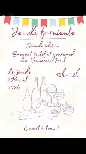 Dans moins d'une semaine, on remet le couvert des Jeudis Farniente de la @rue_souverain_pont_liege 🥳🥳🥳
L'occasion de se créer de beaux souvenirs pour fêter la fin de l'été 😍🥰😍

Et toi, tu viens manger des rillettes de truite et profiter des animations ?

🪕 De 18h à 19h : Concert @yokolele__ , ukulele acoustique
🎸 De 19h à 20h : Concert Gonzalo, variété mexicaine
🎤 De 20h à 22h : Notre mascotte Le Pigeon vous proposera un karaoké ambulant